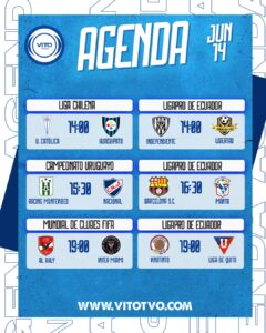 Partidos destacados del sábado 14 de junio
