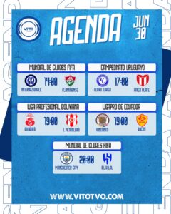 Partidos destacados del lunes 30 de junio