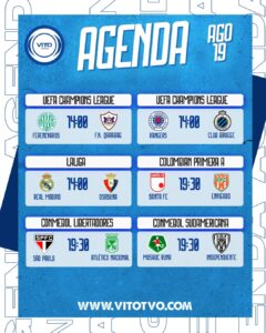 Partidos destacados del martes 19 de agosto