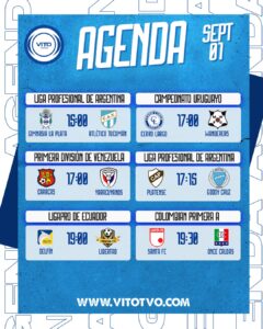 Partidos destacados del lunes 1 de septiembre