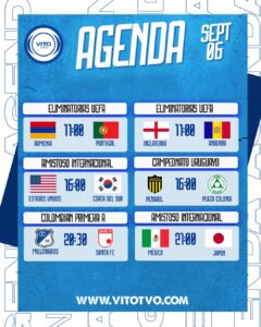 Partidos destacados del sábado 6 de septiembre