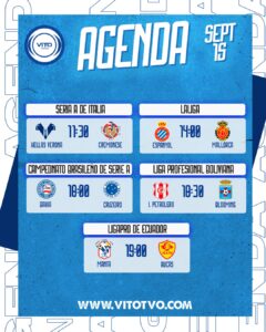 Partidos destacados del lunes 15 de septiembre