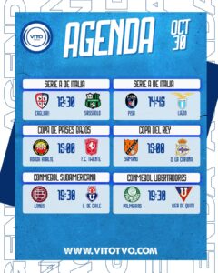 Partidos destacados del jueves 30 de octubre