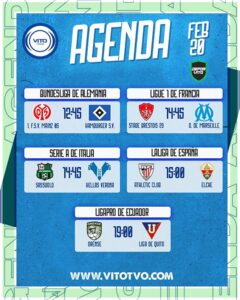 Partidos destacados del viernes 20 de febrero