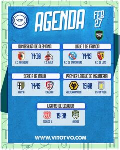 Partidos destacados del viernes 27 de febrero