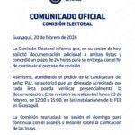 Comisión Electoral de la FEF solicita documentación adicional a las listas en proceso de calificación
