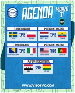 Partidos destacados del martes 31 de marzo