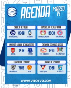 Partidos destacados del sábado 14 de marzo