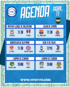 Partidos destacados del sábado 11 de abril