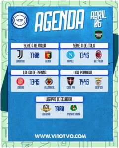 Partidos destacados del lunes 6 de abril