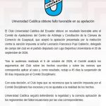 UNIVERSIDAD CATÓLICA LOGRA REDUCIR A 45 DÍAS LA SANCIÓN CONTRA SU DELEGADO DE CAMPO